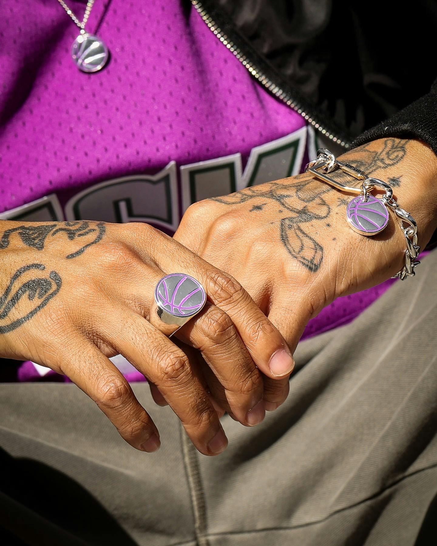 Wild For The Weekend Slam Dunk Basketball Ring (Large) Silver Culture