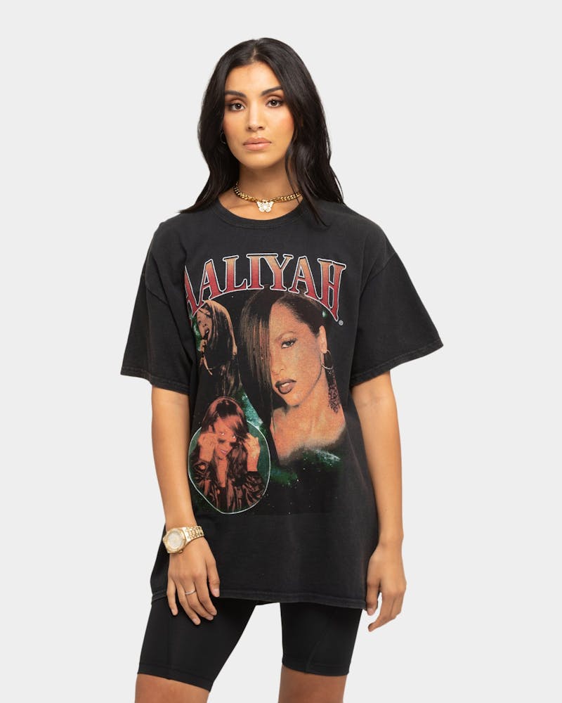 Aaliyah Collage Bootleg Vintage T-Shirt Black Wash ...