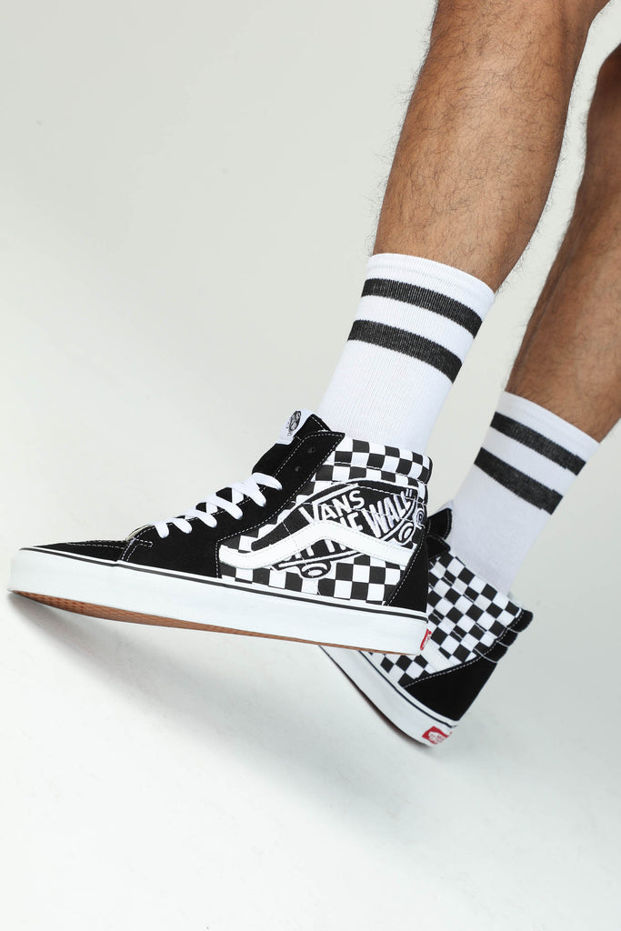 vans sk8 hi checkerboard black white