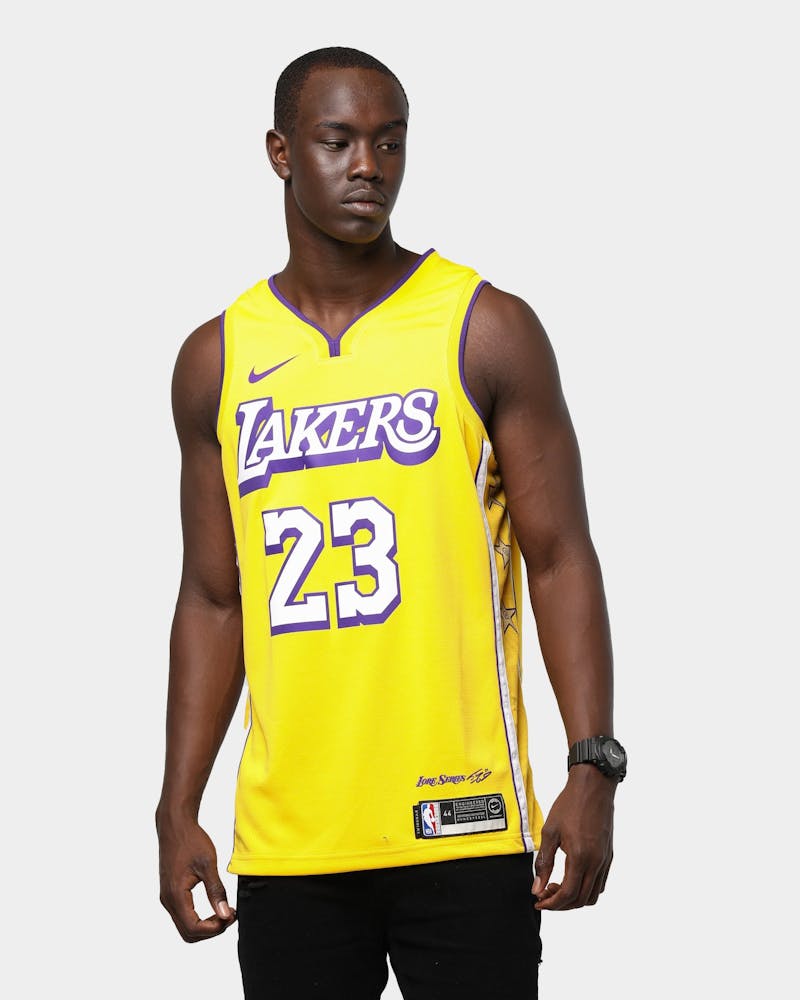 Nike Los Angeles Lakers Lebron James 23 City Edition Swingman Jersey Amarillo Culture Kings