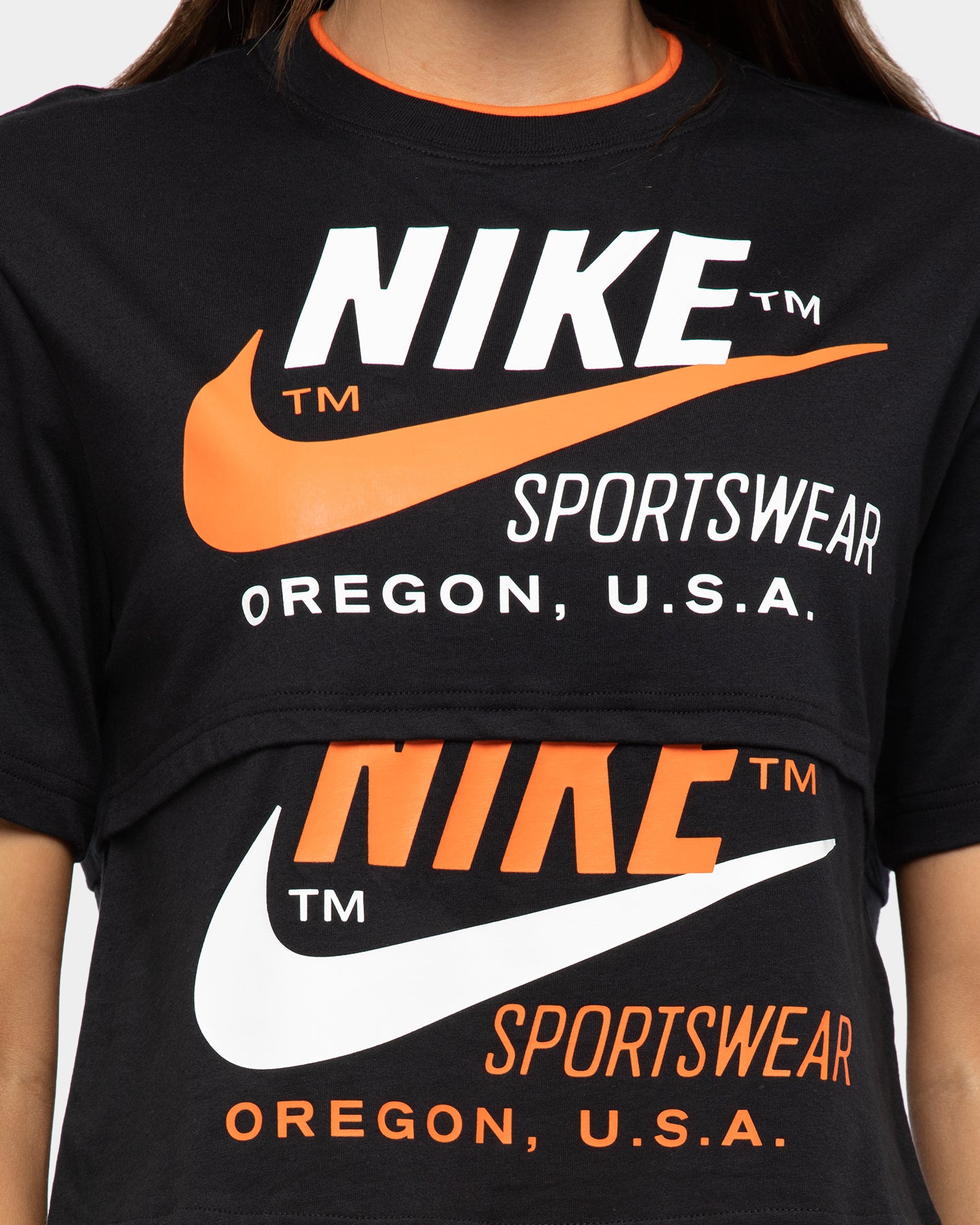 black and orange nike shirt women's