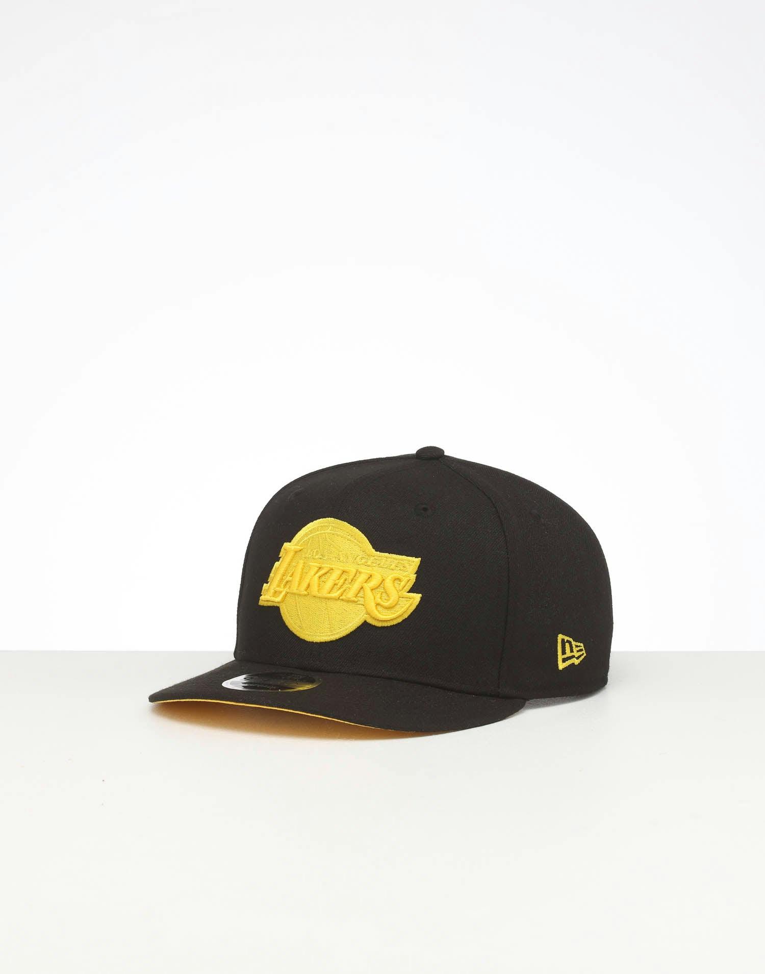 New Era Los Angeles Lakers High Crown Precurved Team Outline Snapback Black Yellow Culture Kings