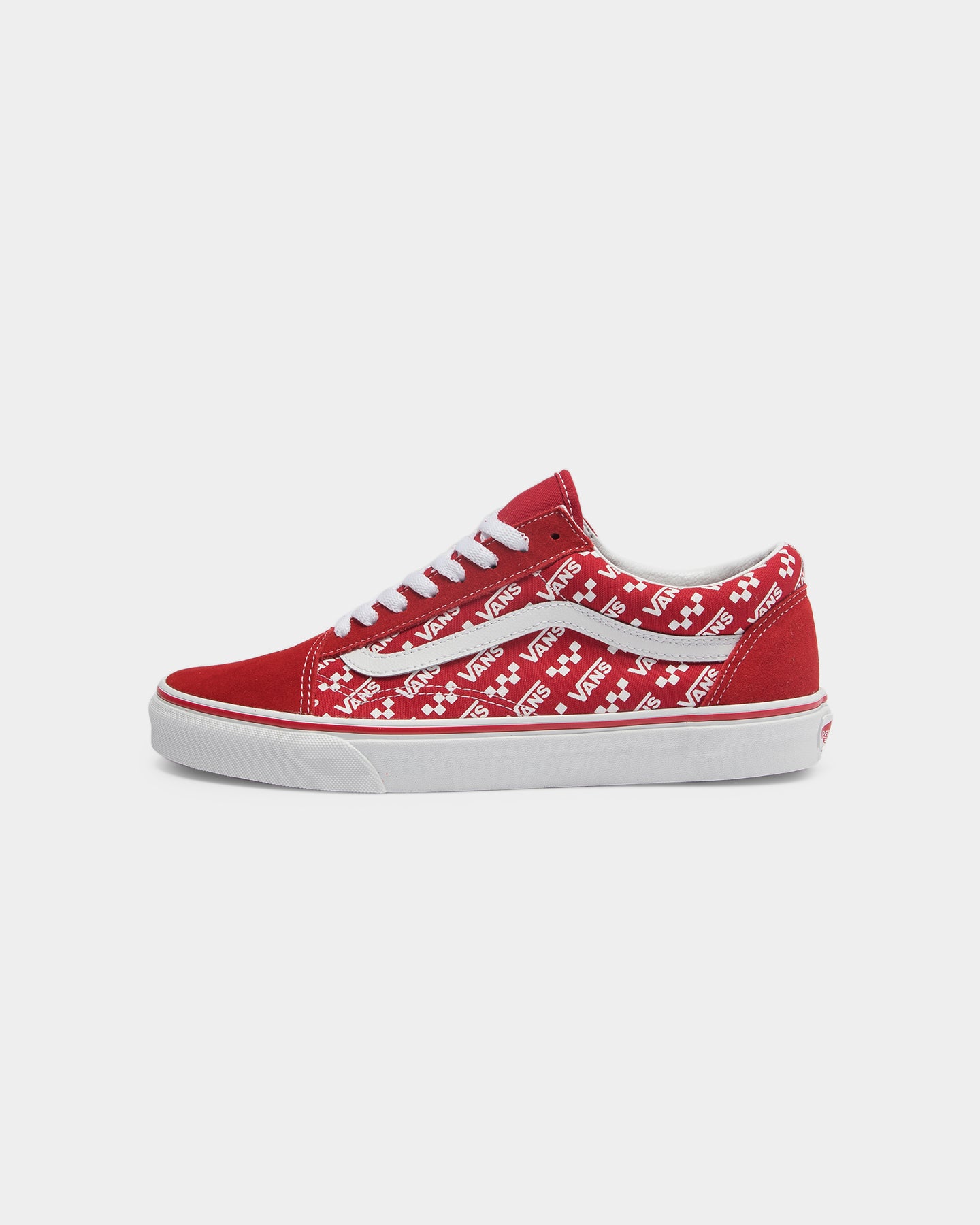 old skool vans red and white