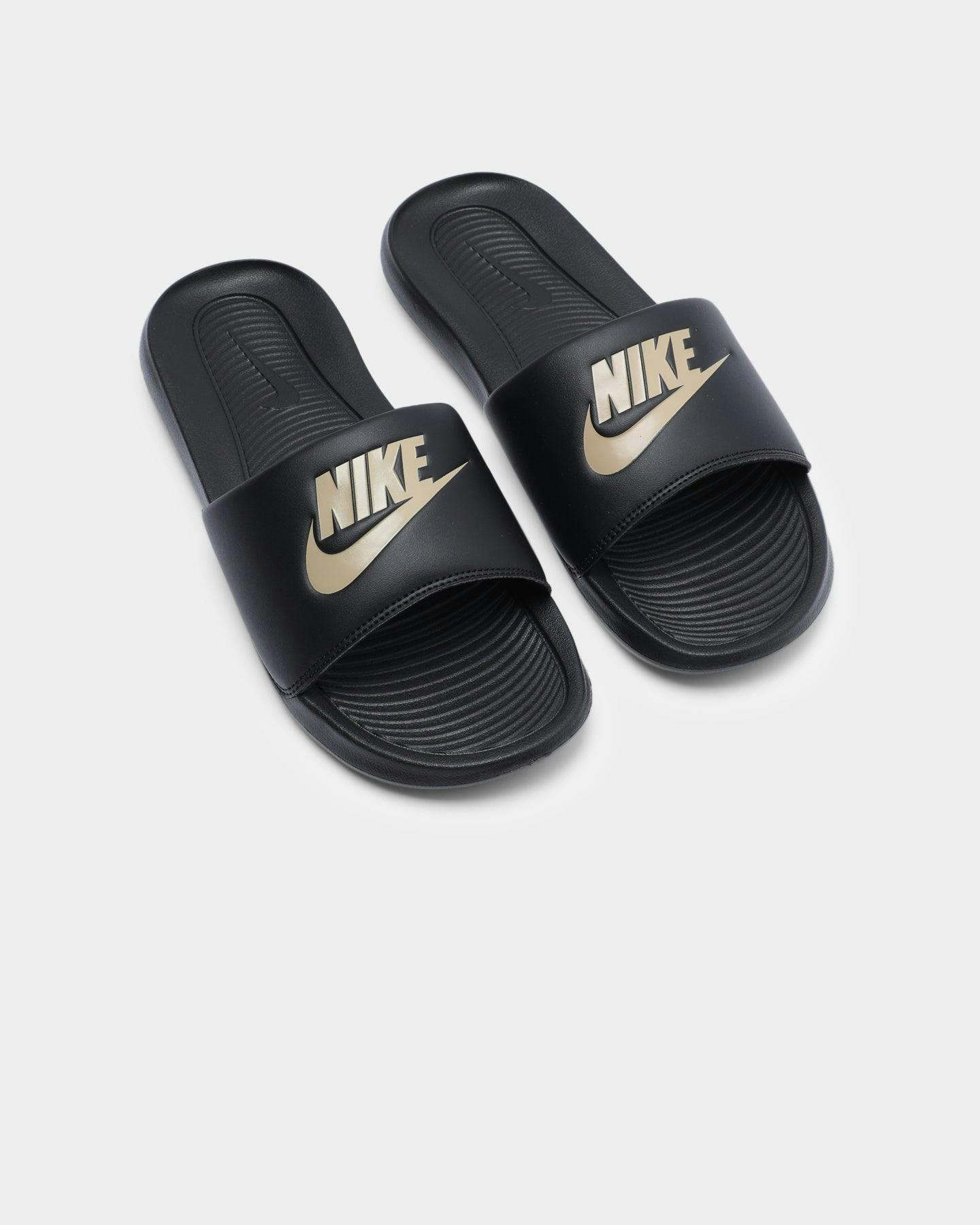 Nike Victori One Slide Black/Metallic Gold | Culture Kings