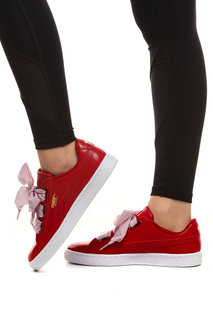 puma basket heart womens red
