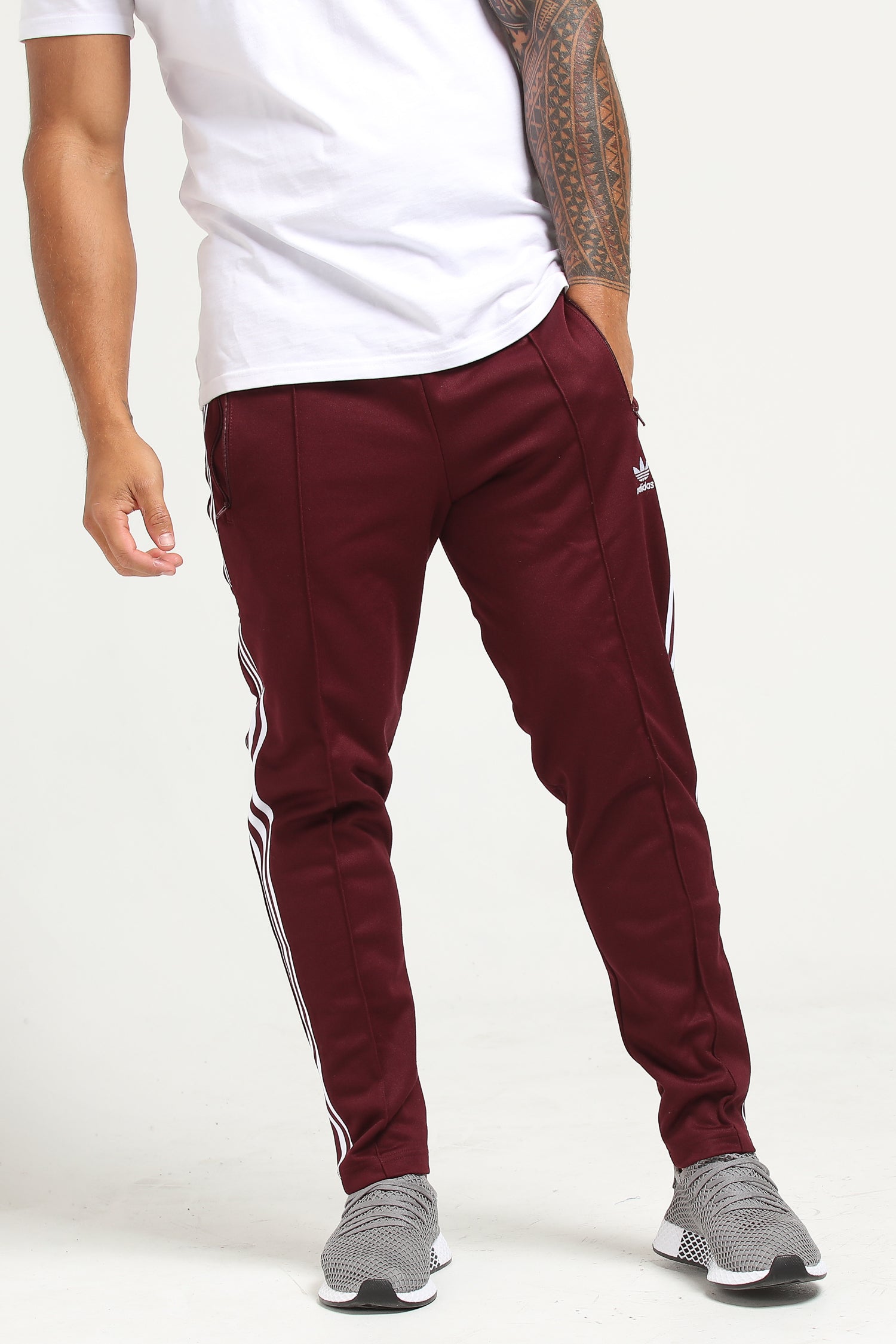 adidas beckenbauer track pants maroon