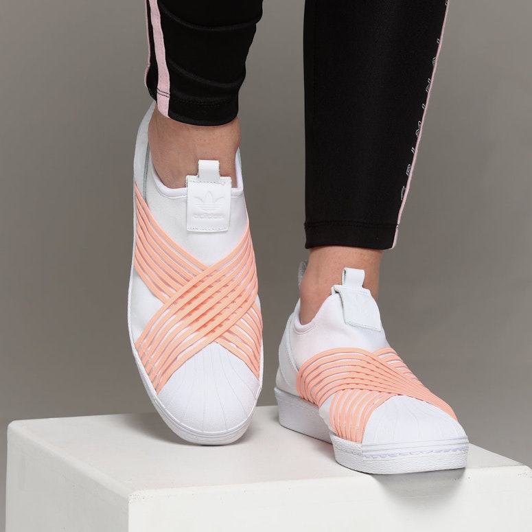 Adidas Women's Superstar Slip On White/Coral