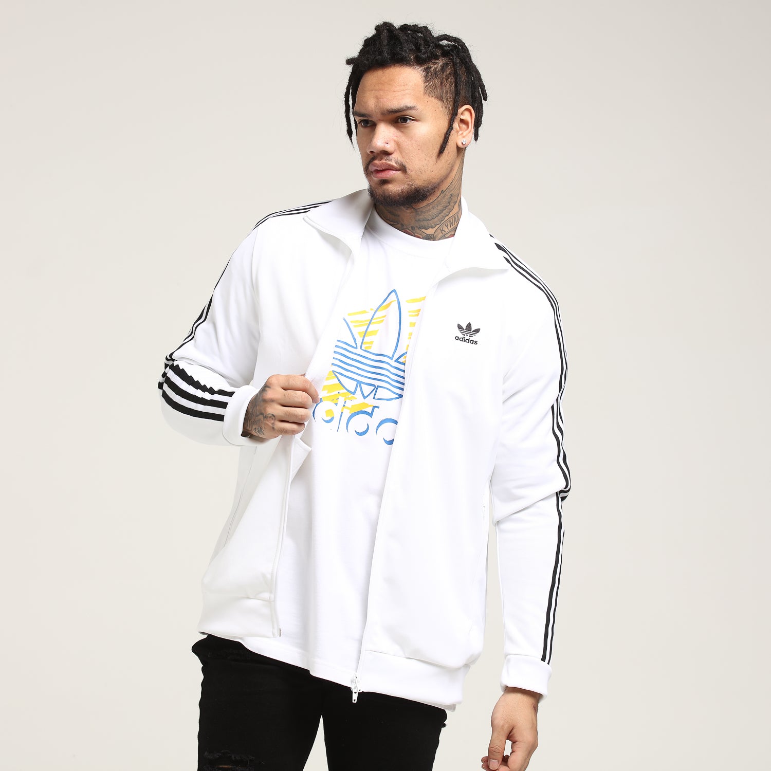 adidas beckenbauer track top white