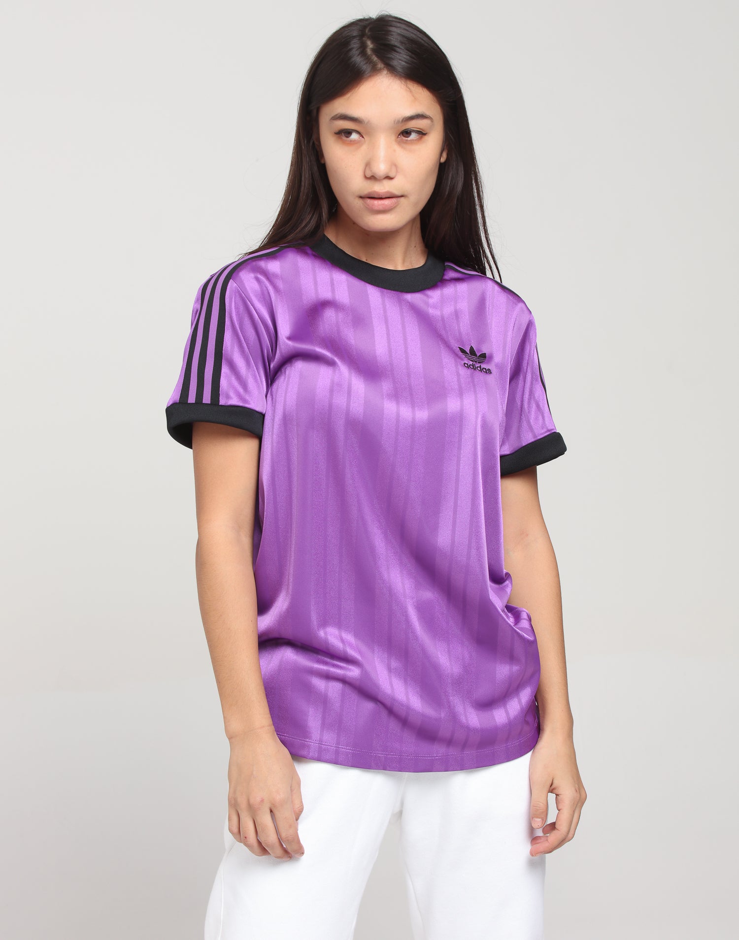 adidas 3 stripes tee purple