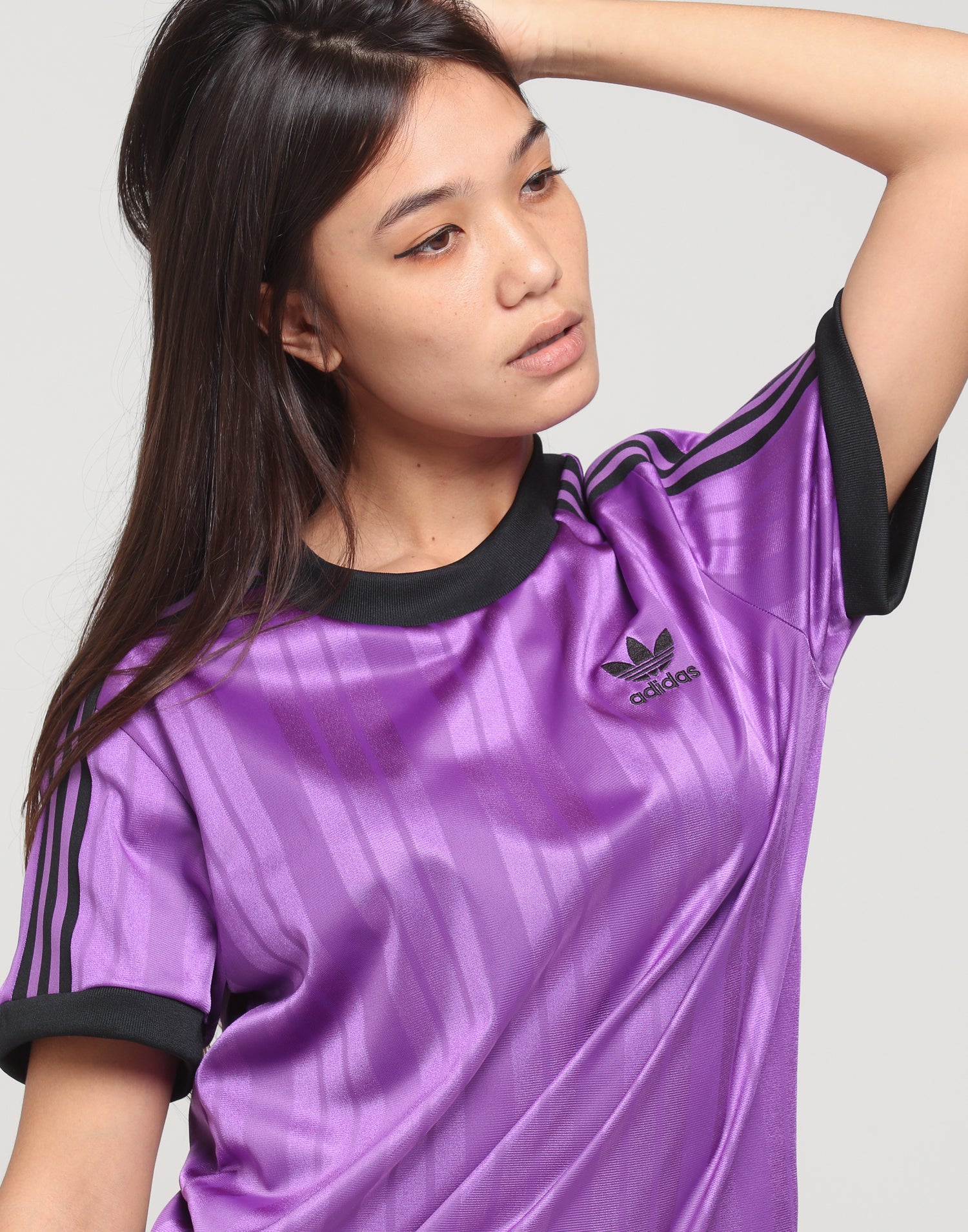 adidas 3 stripes tee purple