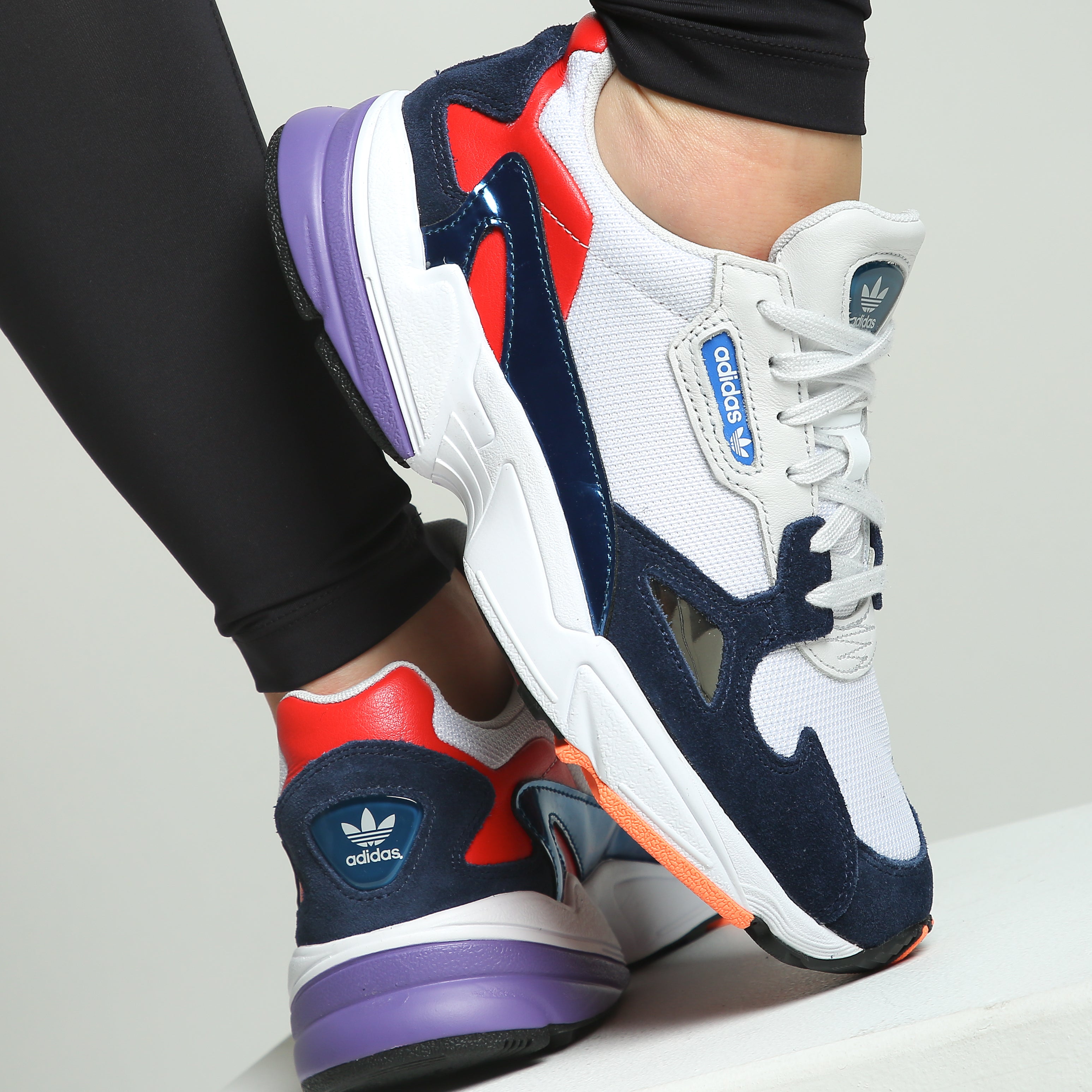 adidas falcon white navy