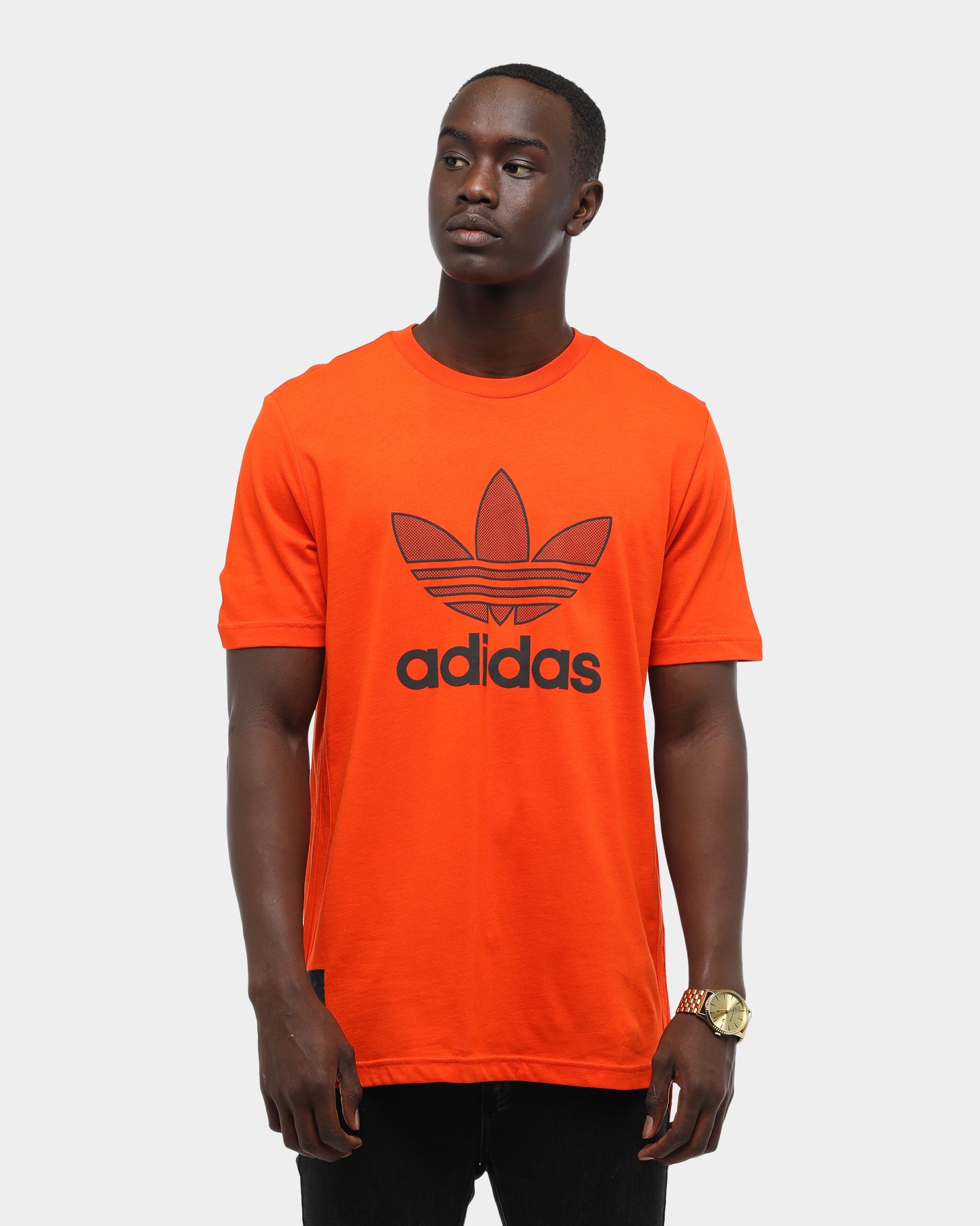 black and orange adidas shirt