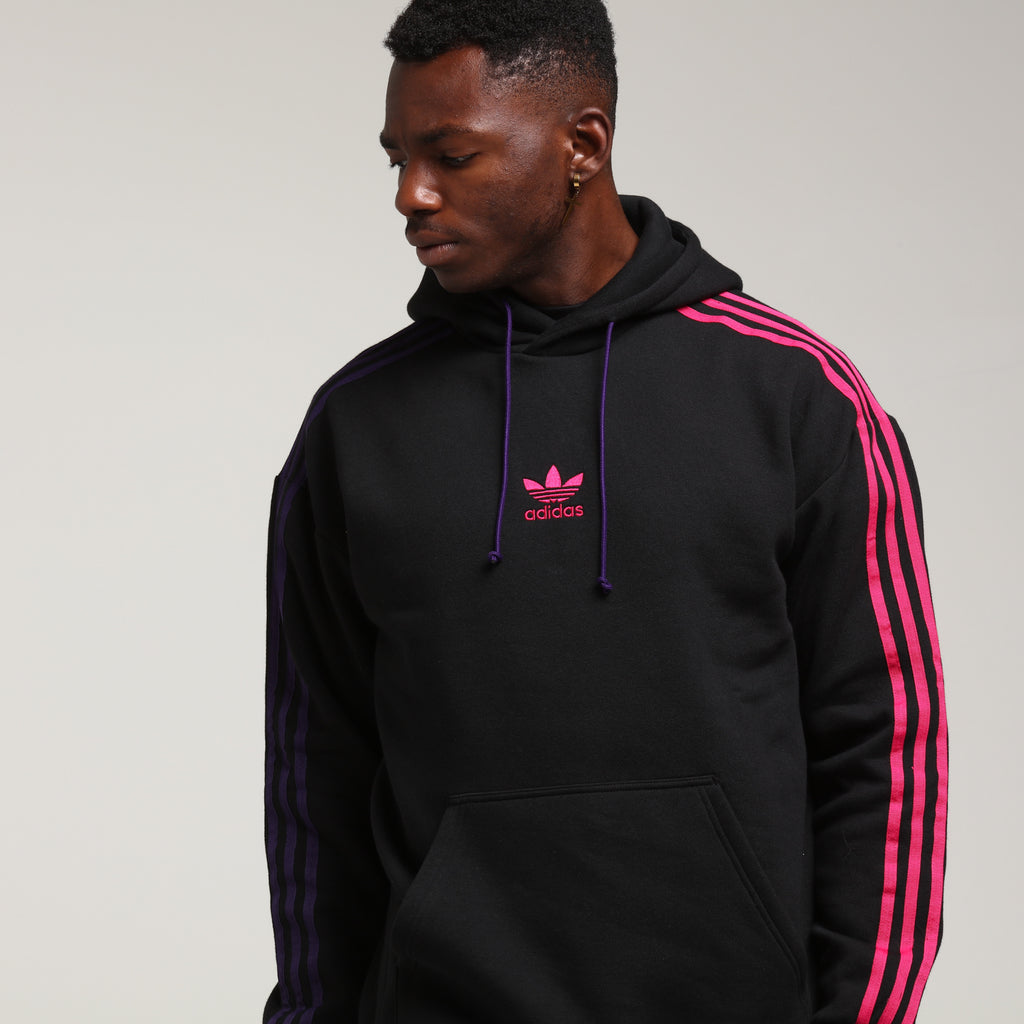 adidas 3 stripe hoodie black/purple/pink adidas 3 stripe hoodie black/purple/pink