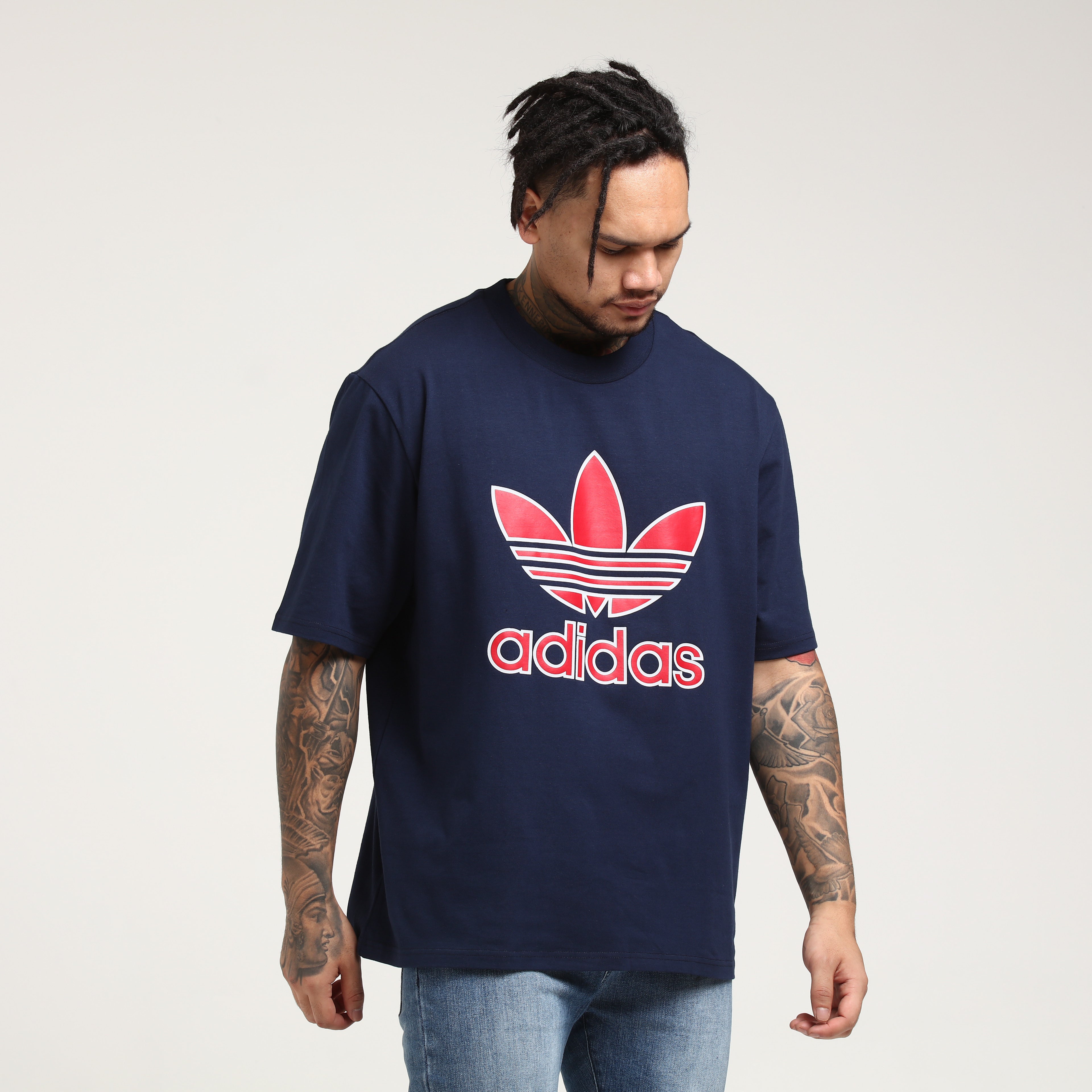 adidas trefoil t shirt navy