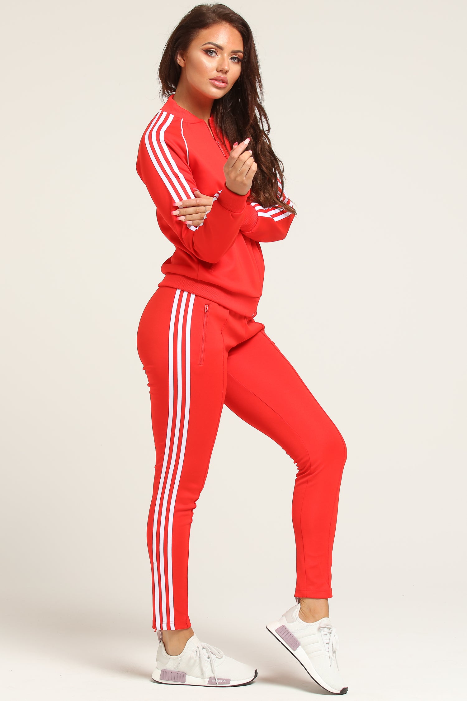girls red adidas tracksuit