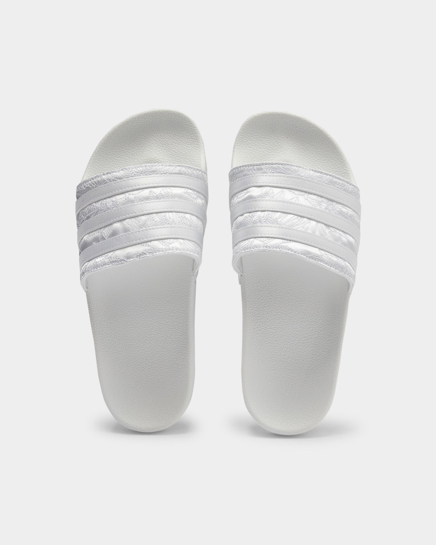 white and gold adidas slides