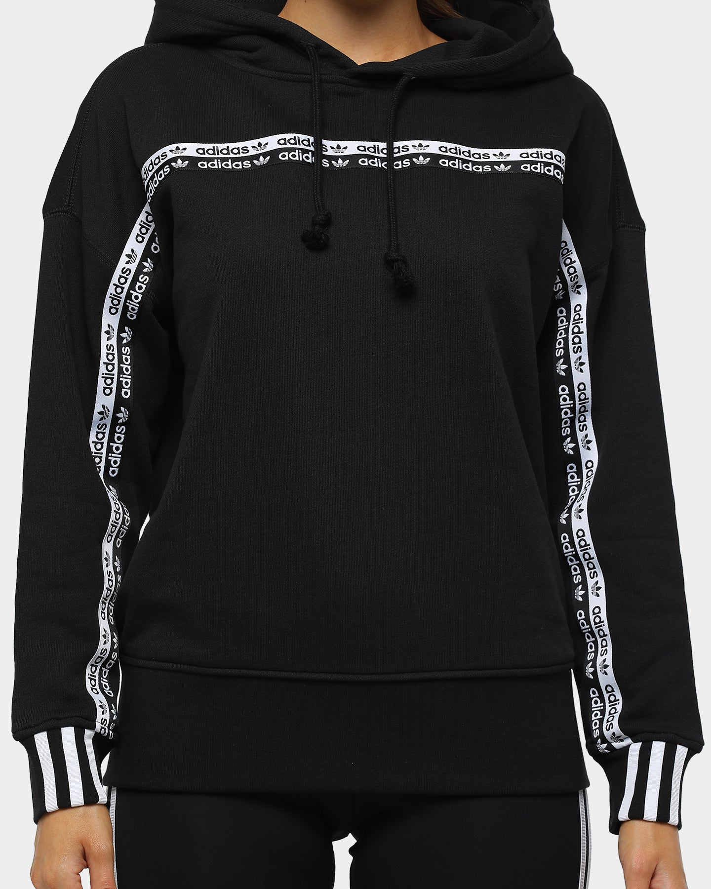 adidas tape hoodie black