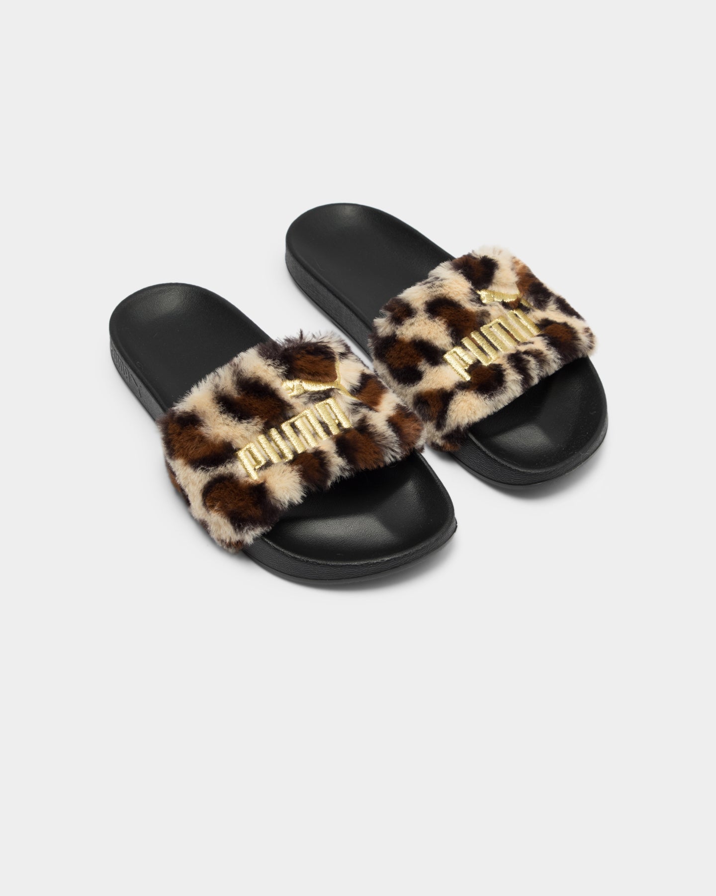 puma leopard slides