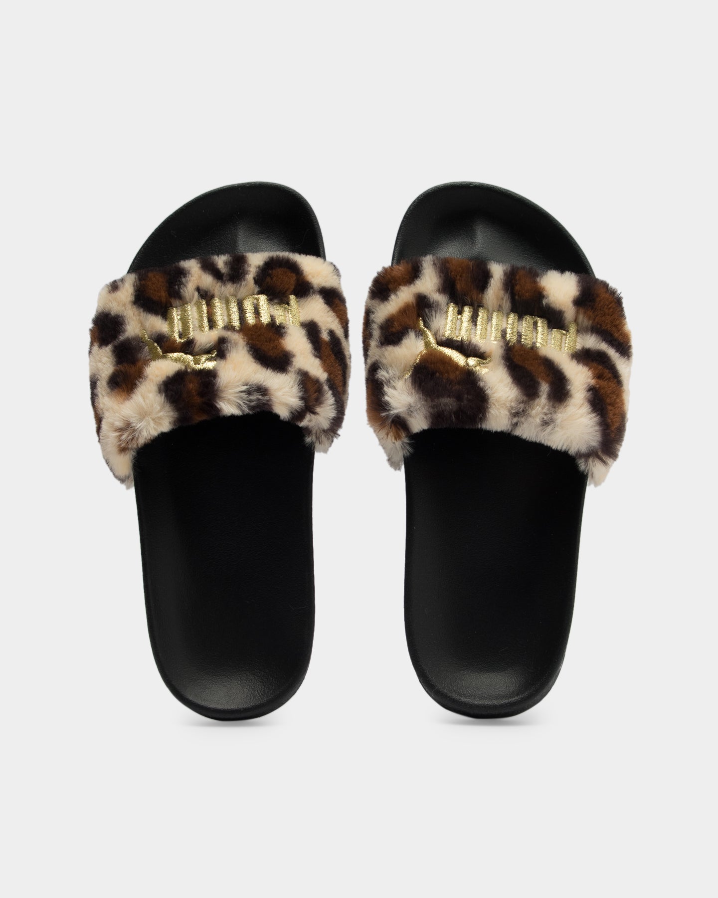 puma leopard slides