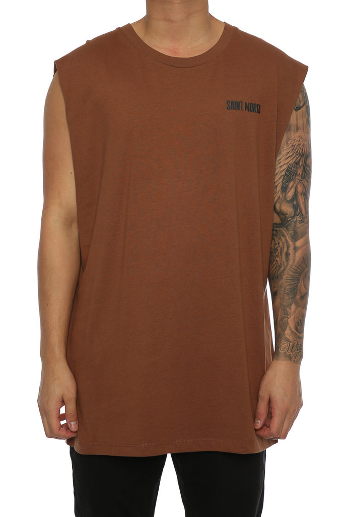 Saint Morta Youth Noise Oversized Muscle Tee Brown Saint Morta Youth Noise Oversized Muscle Tee Brown