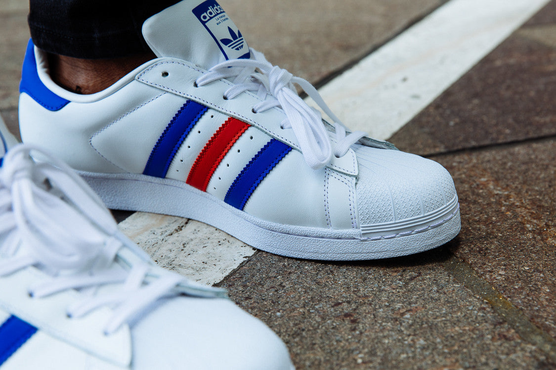 adidas superstar red and blue