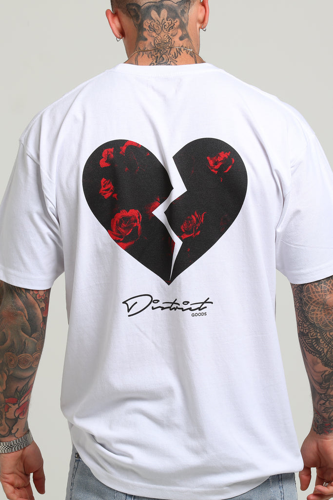 District Goods Broken Heart SS Tee White