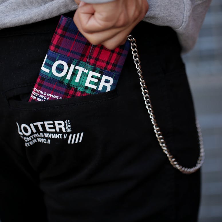 Loiter NYC Tartan Chain Wallet Magenta/Green