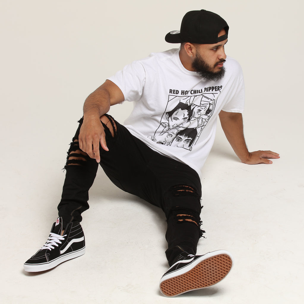 Red Hot Chili Peppers RHCP Group Outline Vintage White