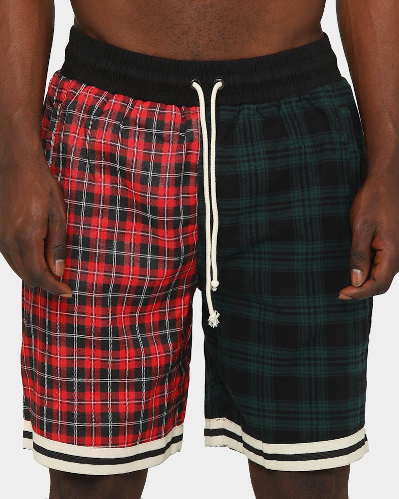 EN ES Men's Split Plaid Basketball Shorts Multicoloured Culture Kings