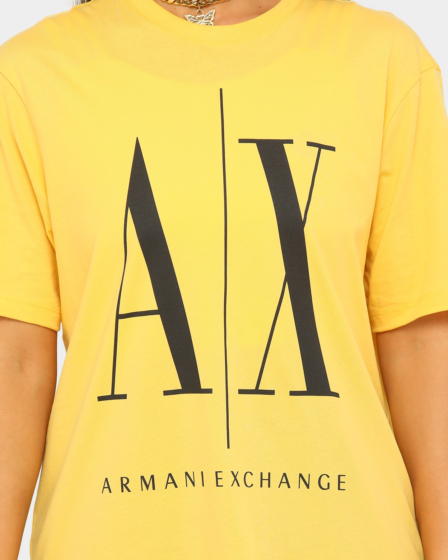 black and yellow armani exchange shirt