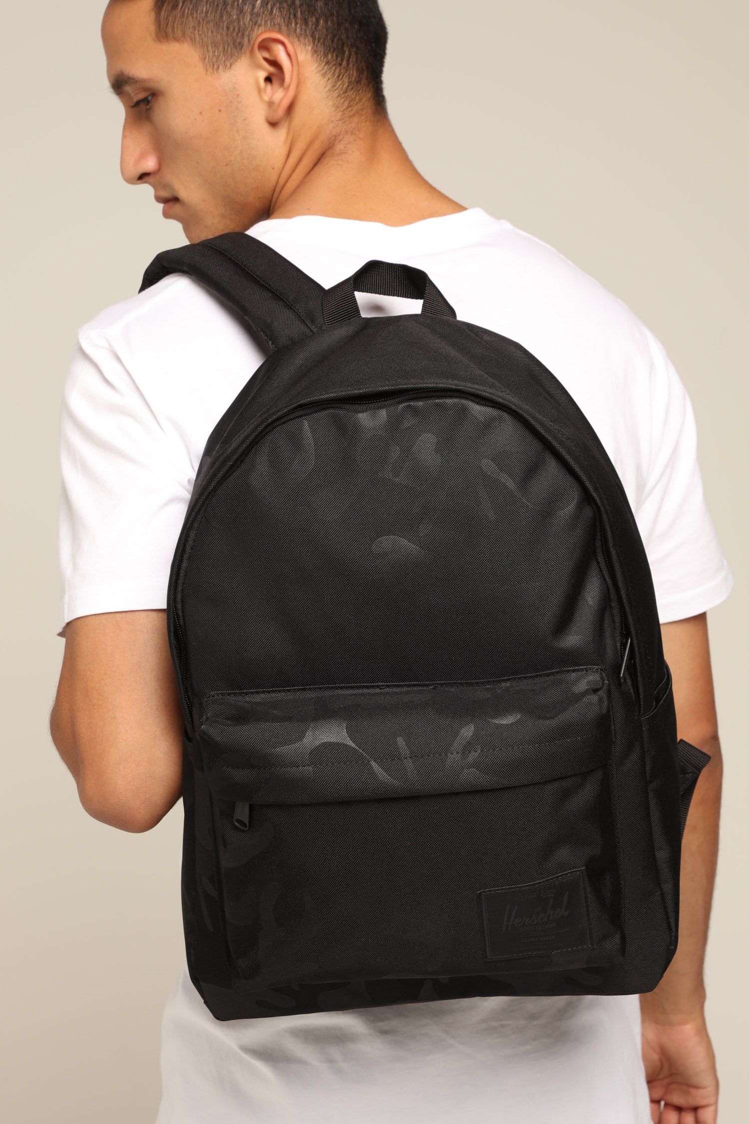 herschel black camo backpack