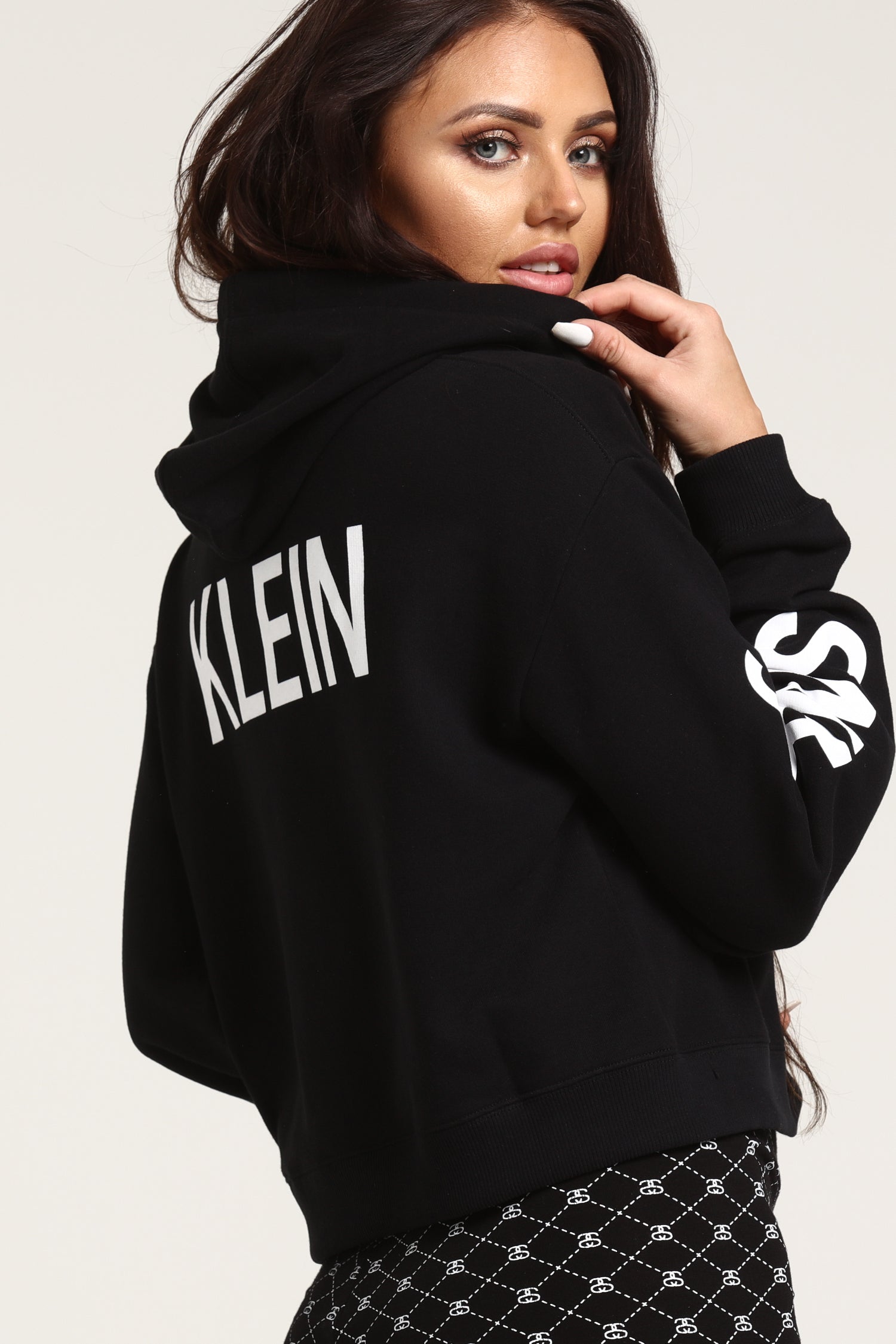 calvin klein cropped institutional hoodie