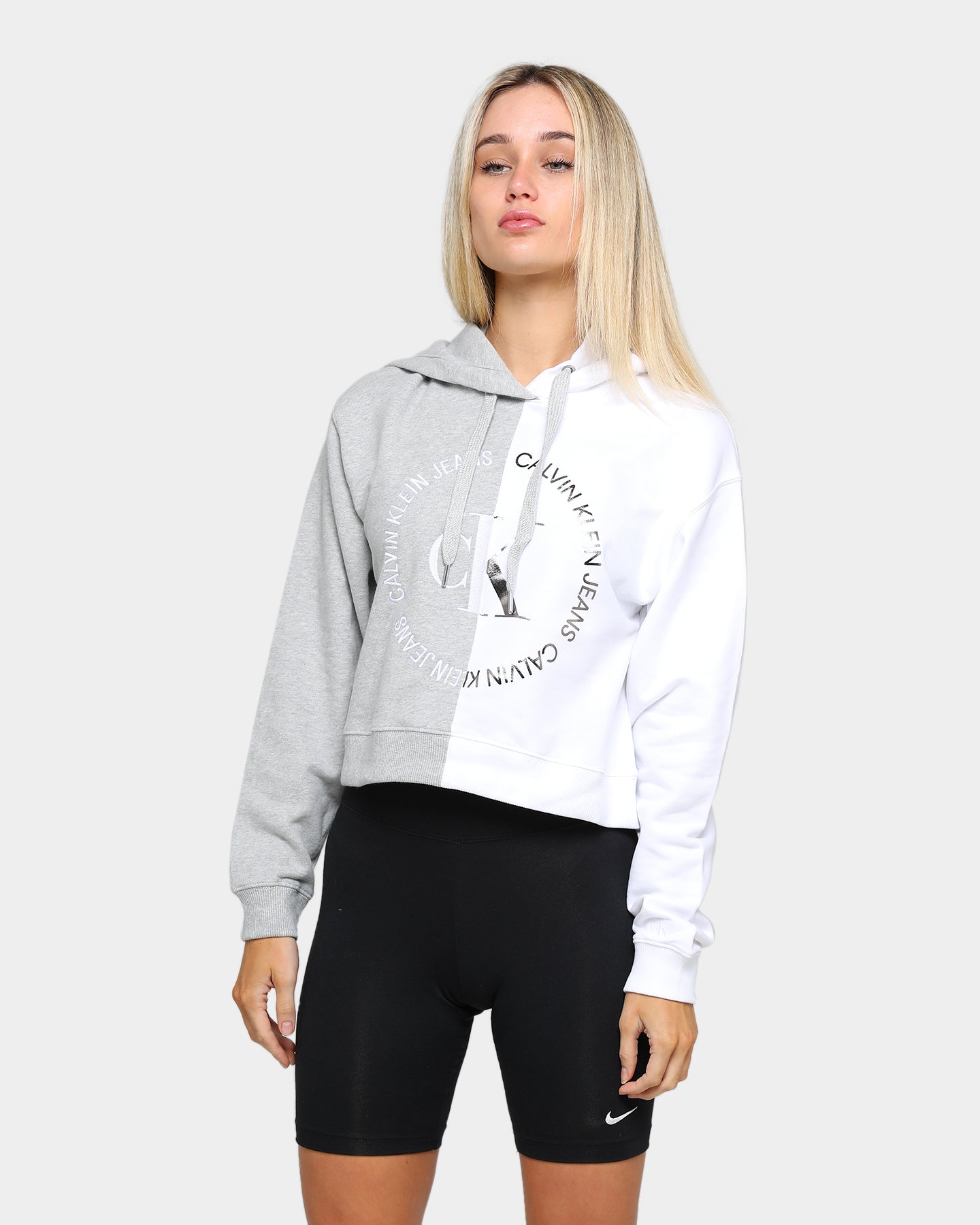 grey calvin klein hoodie women's