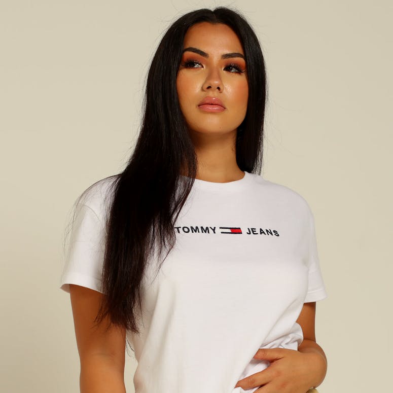 Tommy Jeans Women's Clean Linear Logo Tee Classic White