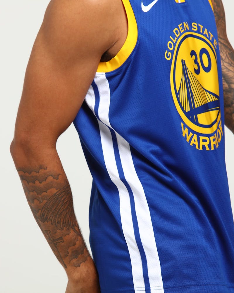 Download Free Stephen Curry 30 Golden State Warriors Nike Icon Edition Authentic Jersey Blue White Yellow Culture Kings PSD Mockups.
