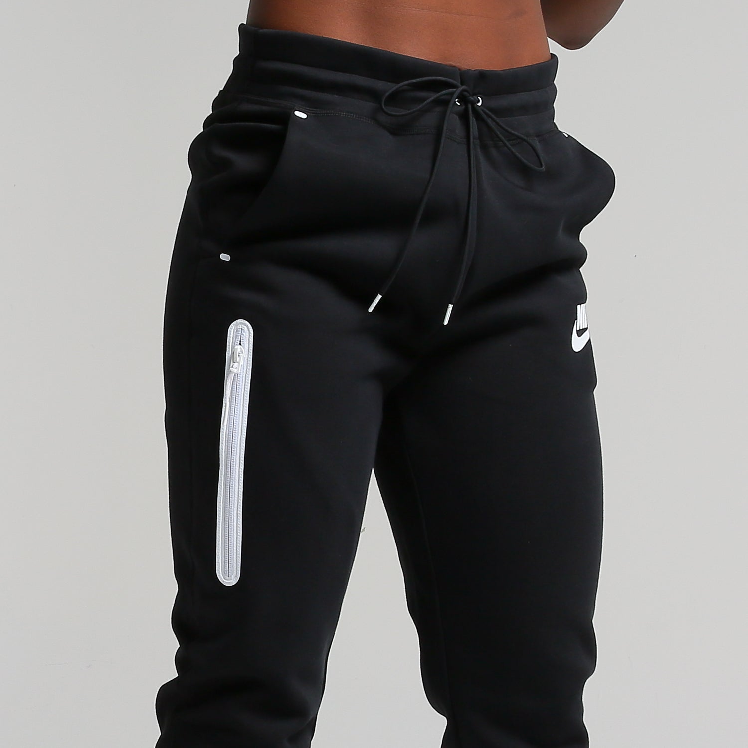 nike tech fleece pants black white