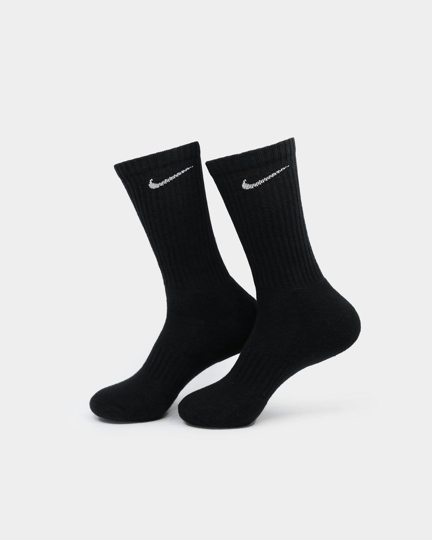 Nike Unisex 3 PK Everyday Cotton Cushioned Crew Socks Black/White ...