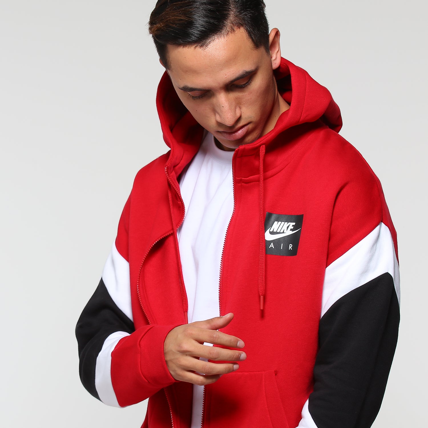nike red and white hoodie