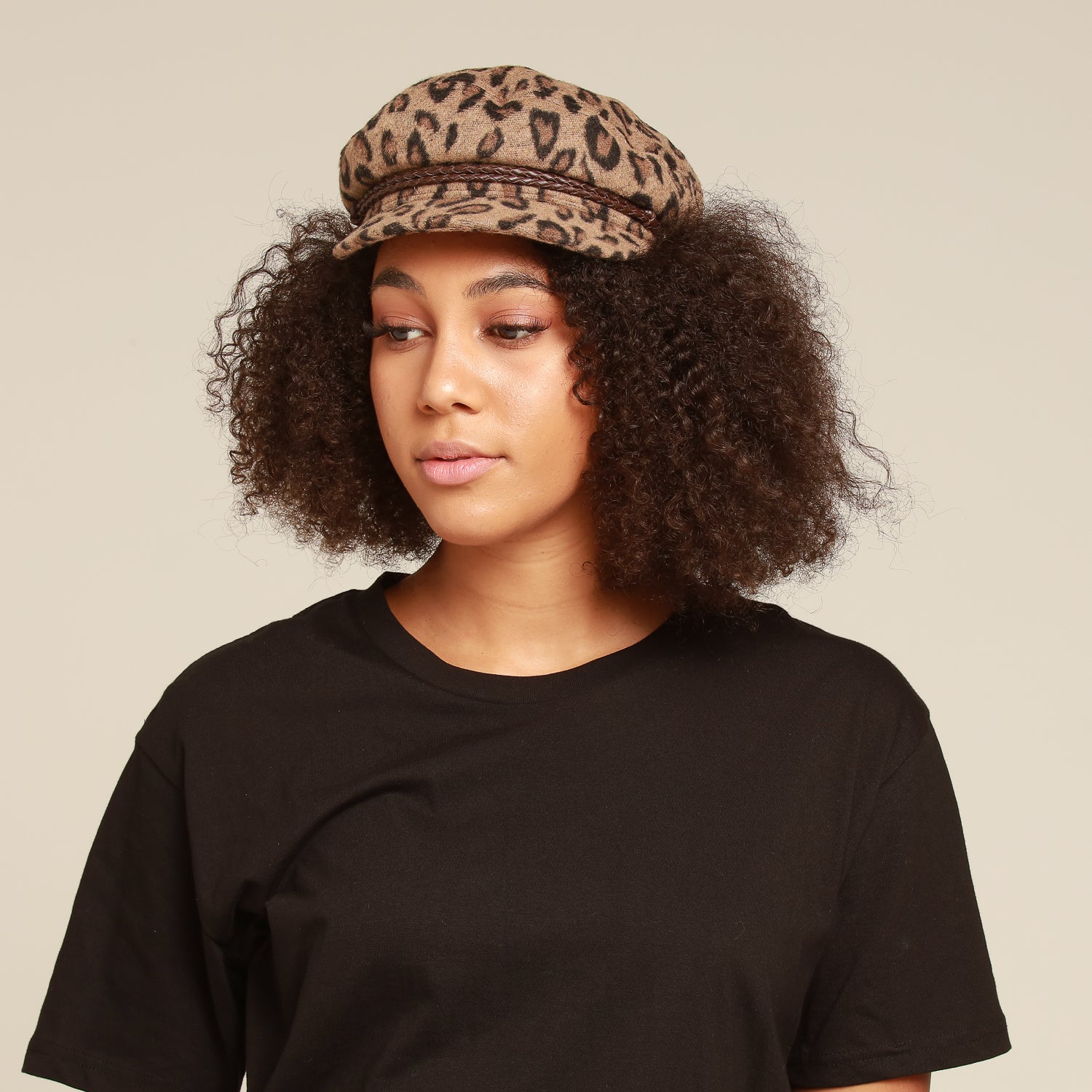brixton leopard fiddler cap