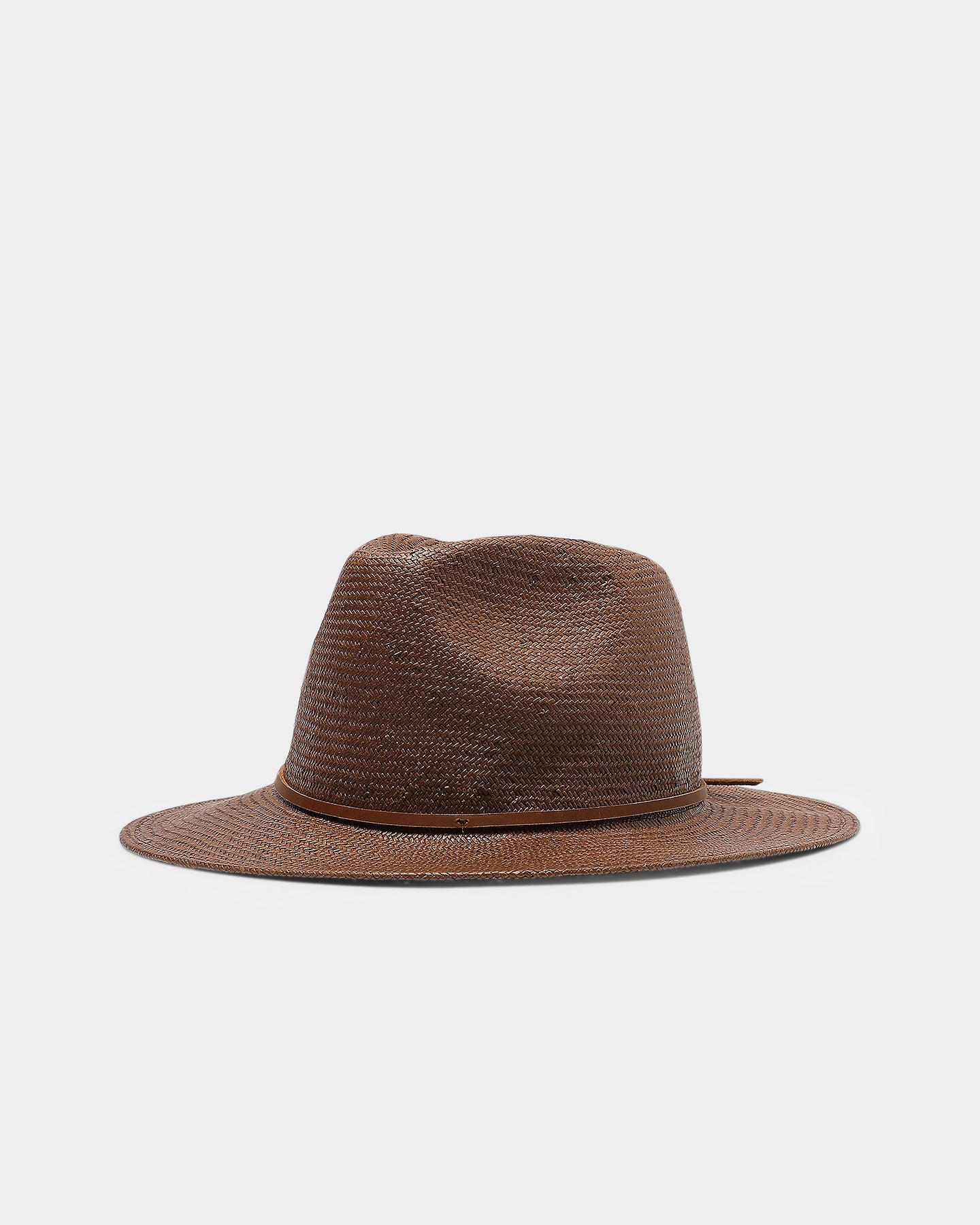 brown straw fedora hat