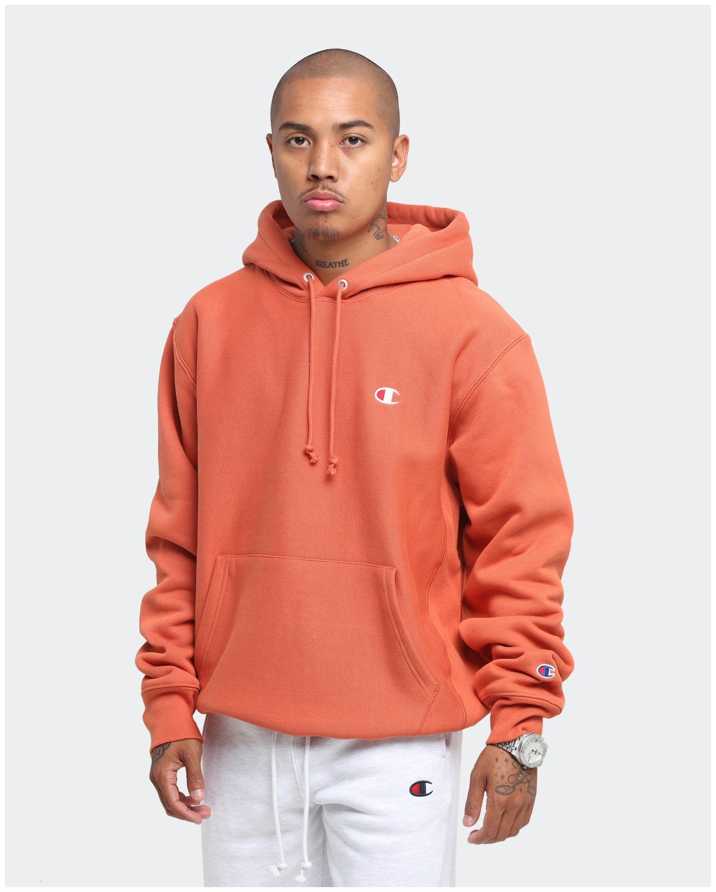 champion reverse weave hoodie picante pink