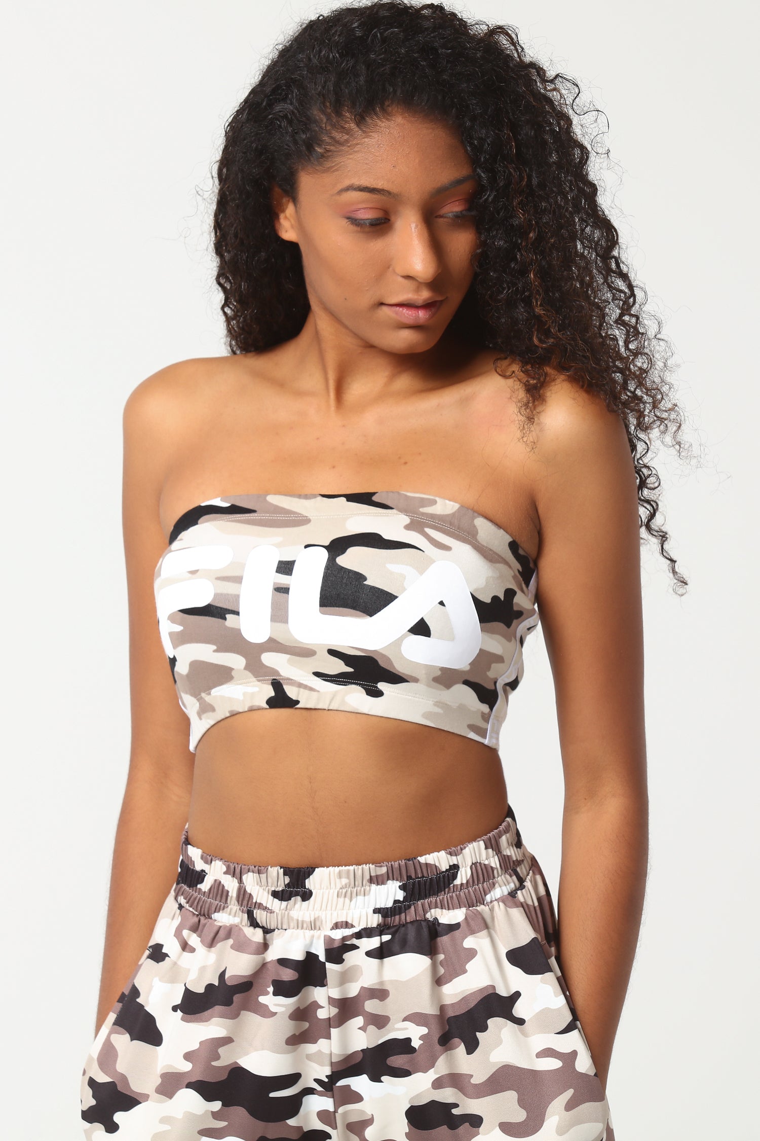 fila crop top and shorts set