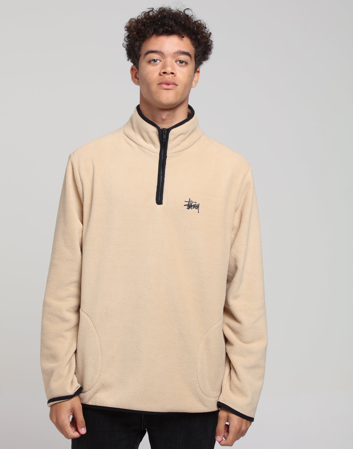 polar fleece half zip stussy