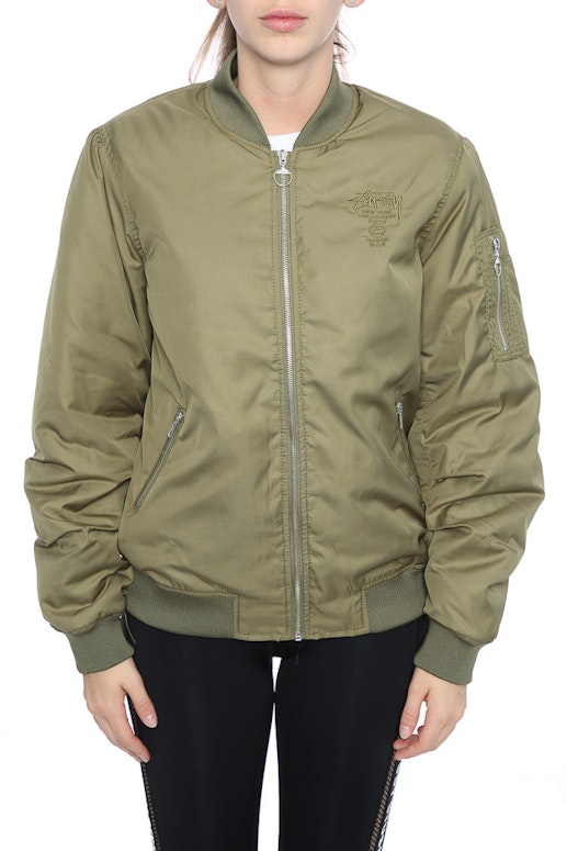  Stussy  Satin Bomber  Jaket  Olive ladies Culture Kings