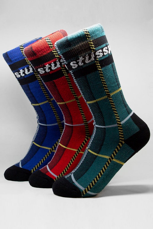 Stussy Check S Link Sock 3 Pack Multi-Coloured