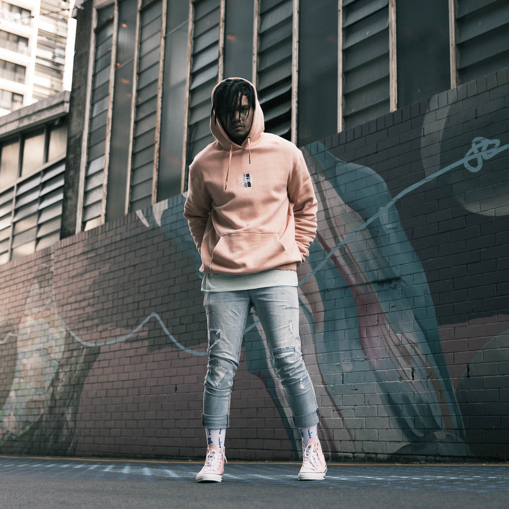 Stussy Bars Logo Hood Peach