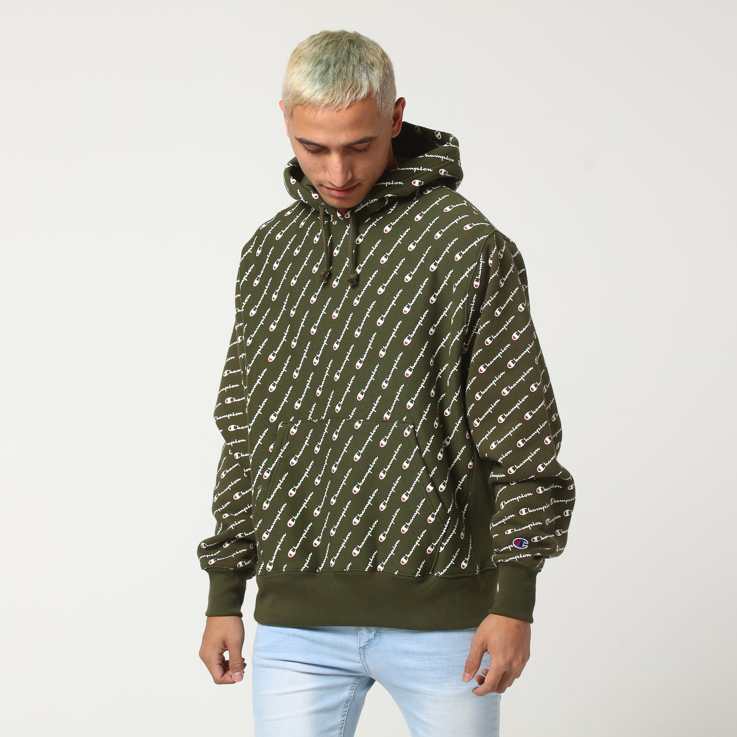 champion reverse weave forest big c pullover hoodie