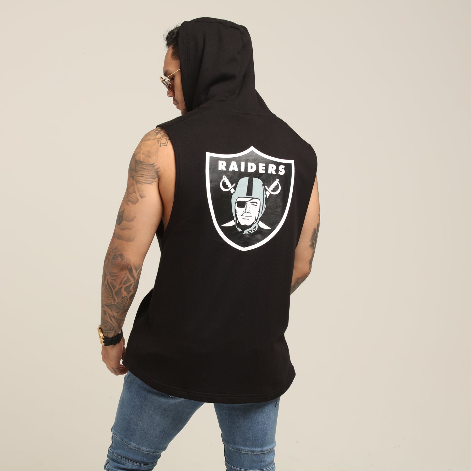 raiders sleeveless hoodie