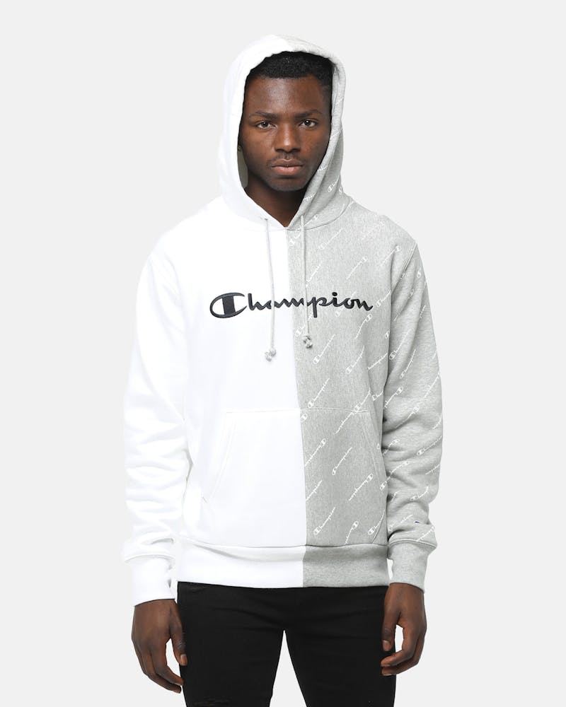 Champion Spliced Reverse Weave Hood 2xr White Oxford Grey