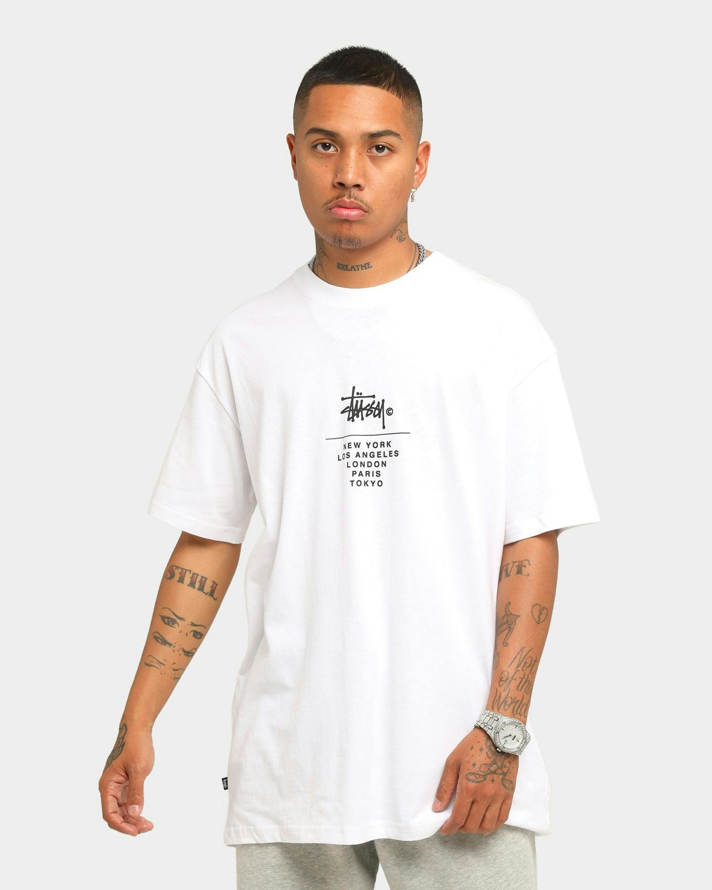Stussy City Stack Short Sleeve T-Shirt White | Culture Kings